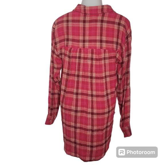 Women's Pilcro Pink Plaid Flannel Shirt Size XS - Picture 3 of 8